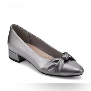 Easy Spirit Women's Eflex Caster Slip-on Block Heel Dress Pumps Pewter Size 7W